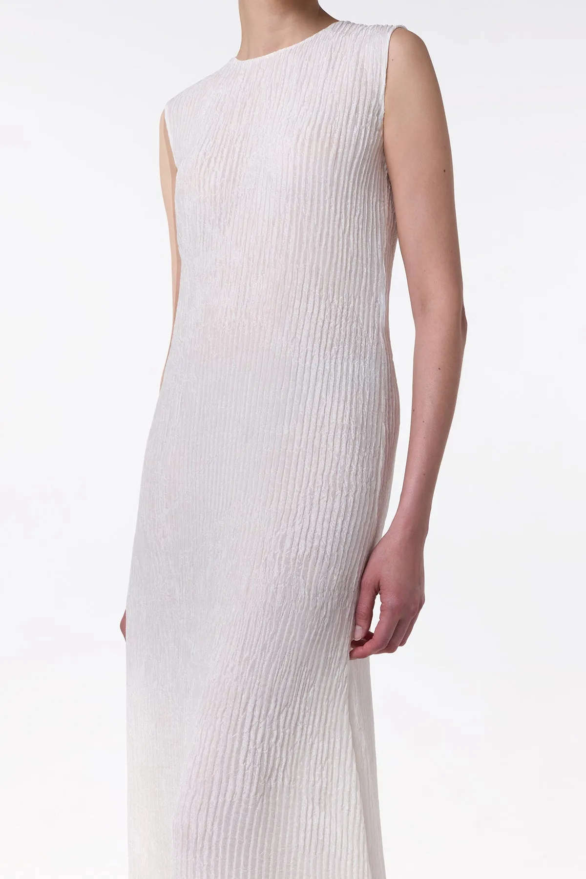 Carling Maxi Dress in Ivory Plisse Silk sold by Gabriela Hearst product image thumbnail 5