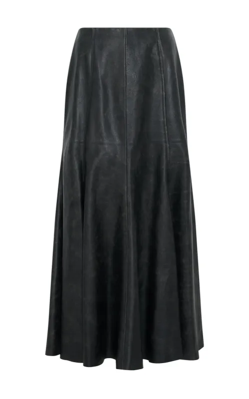 Amy Midi Skirt in Black Leather sold by Gabriela Hearst