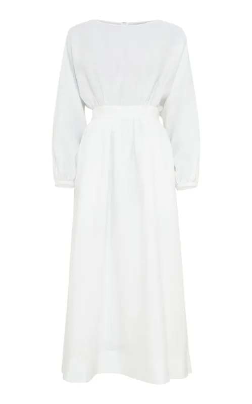 Ahmose Maxi Dress in White Aloe Linen sold by Gabriela Hearst