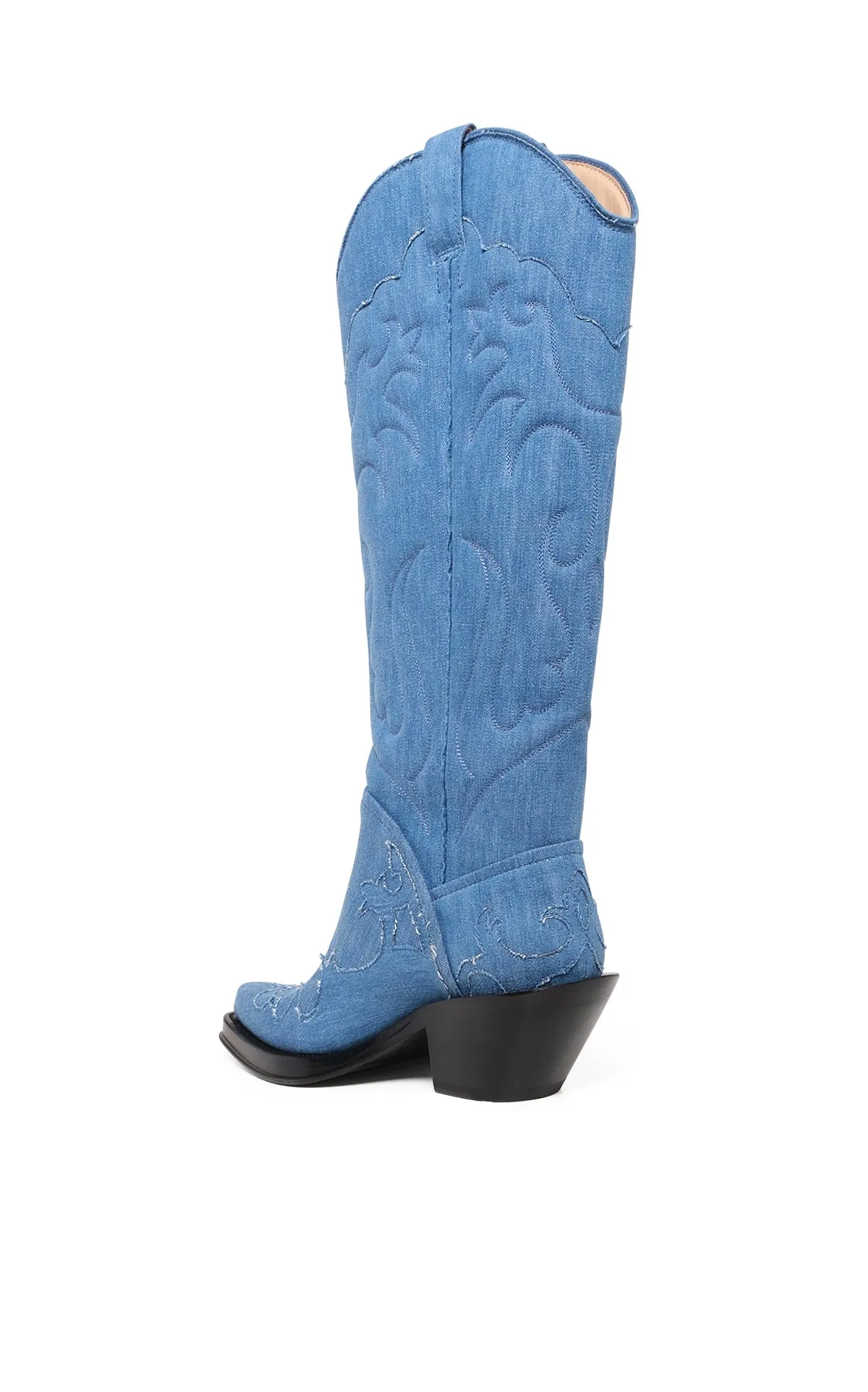 Capitana Cowboy Boot in Light Blue Recycled Cotton Linen Denim sold by Gabriela Hearst product image thumbnail 3
