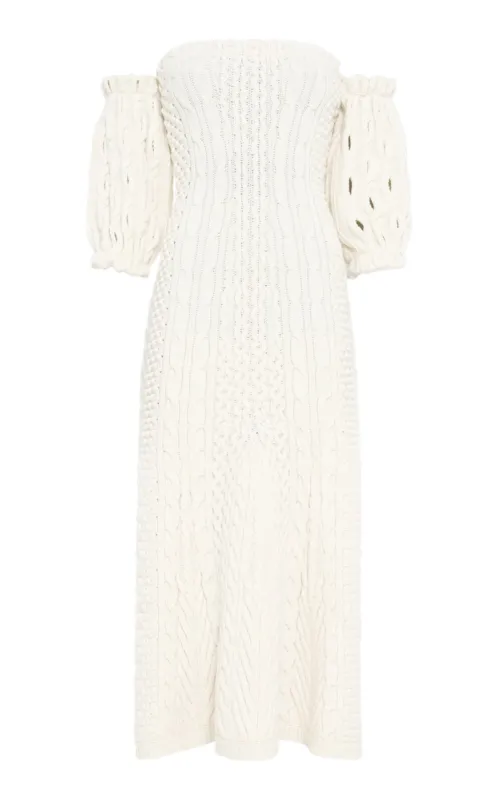 Alastor Knit Maxi Dress in Ivory Wool Cashmere sold by Gabriela Hearst