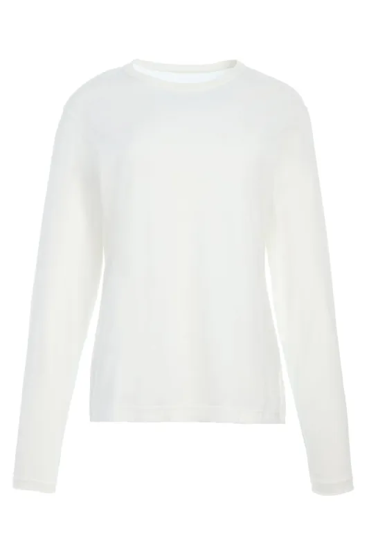 Combe Long Sleeve T-Shirt in White Fine Cotton Jersey sold by Gabriela Hearst