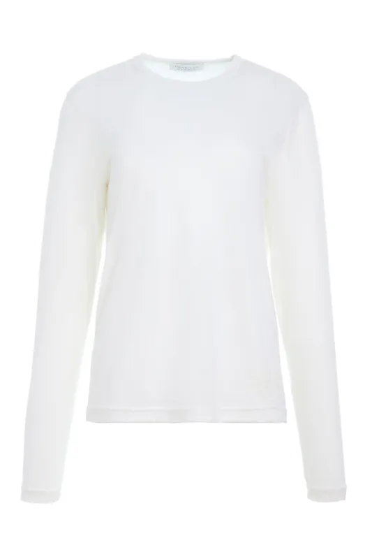 Combe Long Sleeve T-Shirt in Ivory Cashmere Jersey sold by Gabriela Hearst