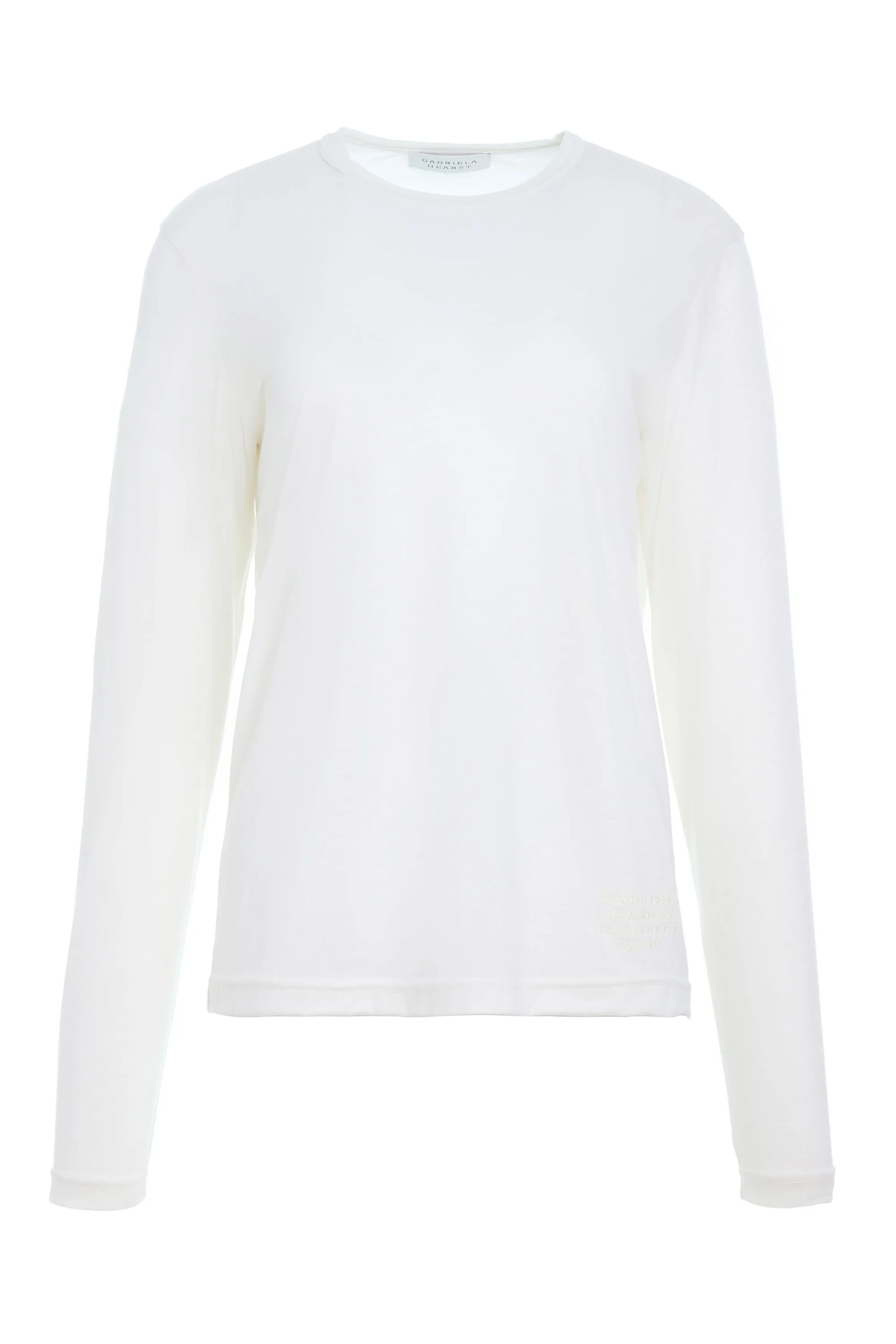 Combe Long Sleeve T-Shirt in Ivory Cashmere Jersey sold by Gabriela Hearst