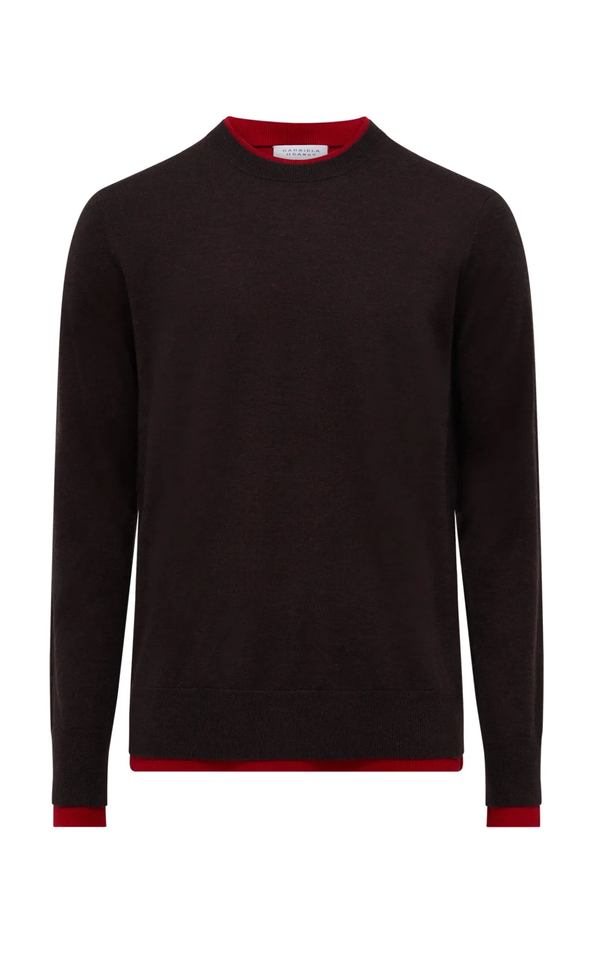 Wells Reversible Knit Sweater in Chocolate & Scarlet Red Cashmere Silk sold by Gabriela Hearst