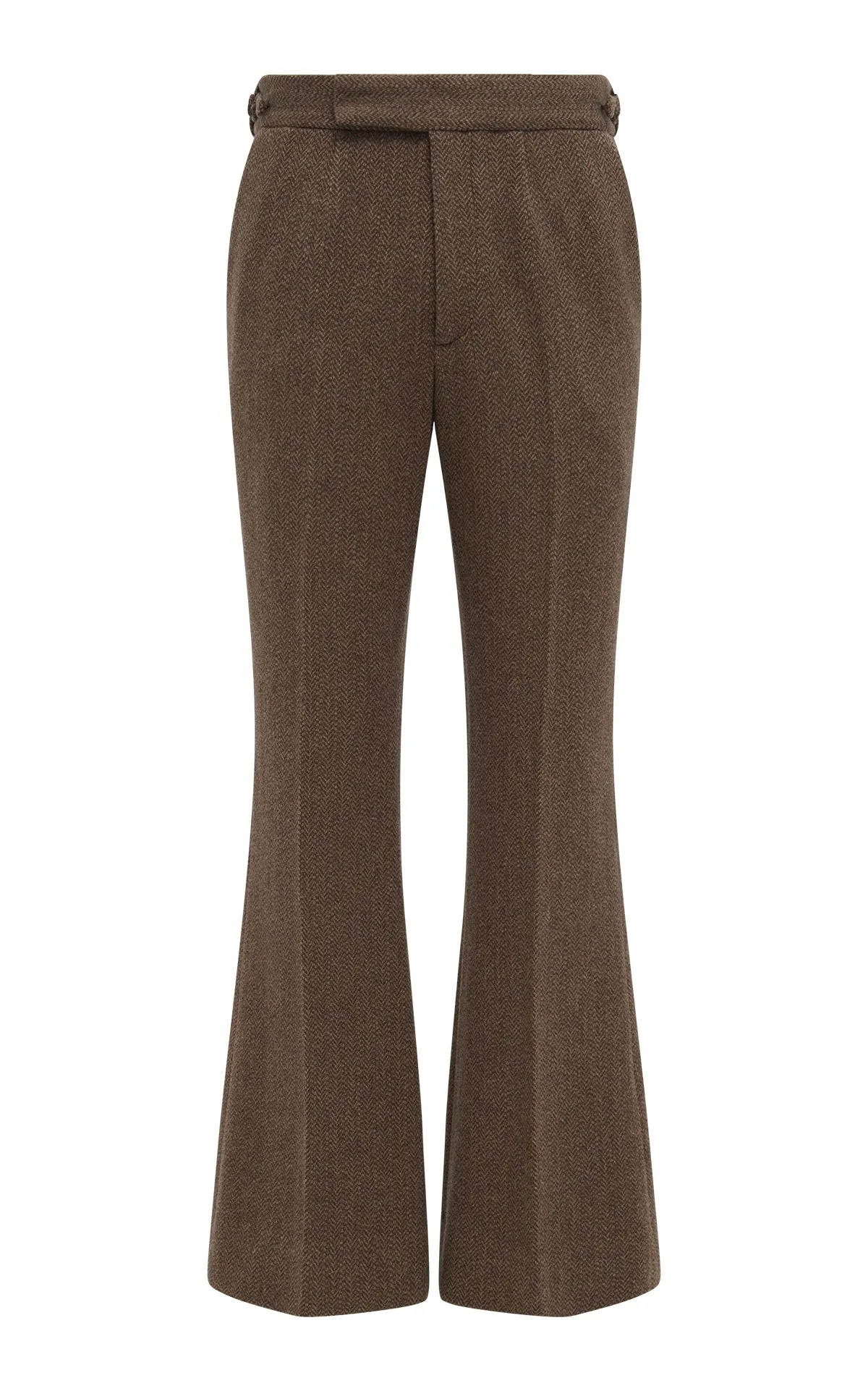 Stevie Pant in Chocolate Multi Virgin Wool Cashmere Herringbone sold by Gabriela Hearst