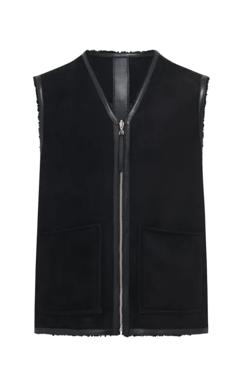 Snowdon Reversible Vest in Black Shearling sold by Gabriela Hearst