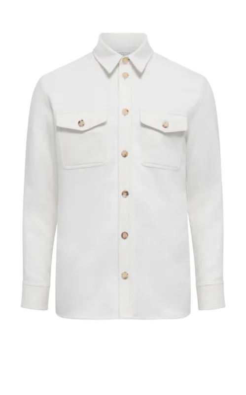 Lucas Overshirt in Ivory Winter Silk sold by Gabriela Hearst