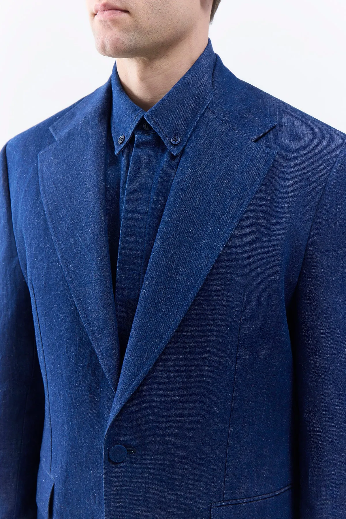 Leiva Blazer in Recycled Cotton Linen Denim sold by Gabriela Hearst product image thumbnail 5