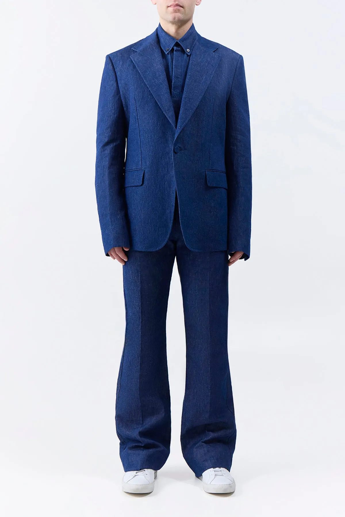 Leiva Blazer in Recycled Cotton Linen Denim sold by Gabriela Hearst product image thumbnail 3