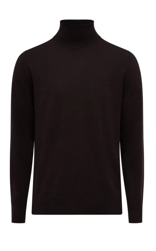 Jermaine Knit Turtleneck in Chocolate Merino Wool sold by Gabriela Hearst