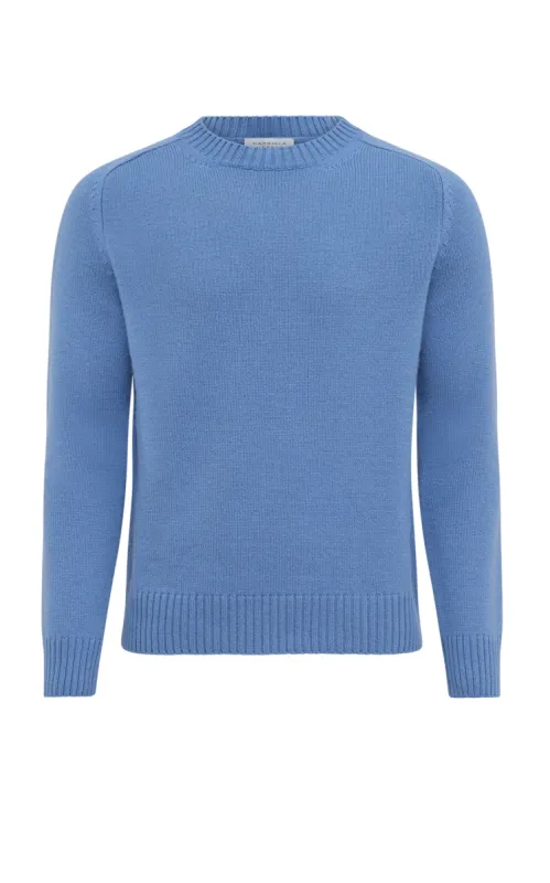 Francesco Knit Sweater in Light Blue Denim Cashmere sold by Gabriela Hearst