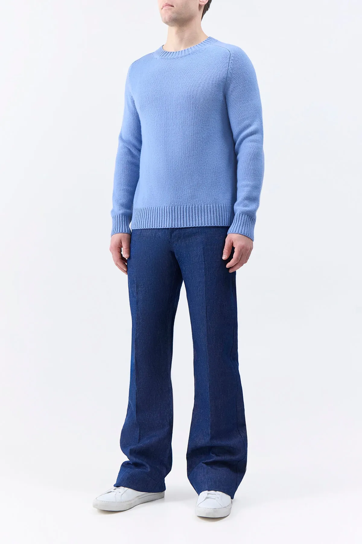 Francesco Knit Sweater in Light Blue Denim Cashmere sold by Gabriela Hearst product image thumbnail 3