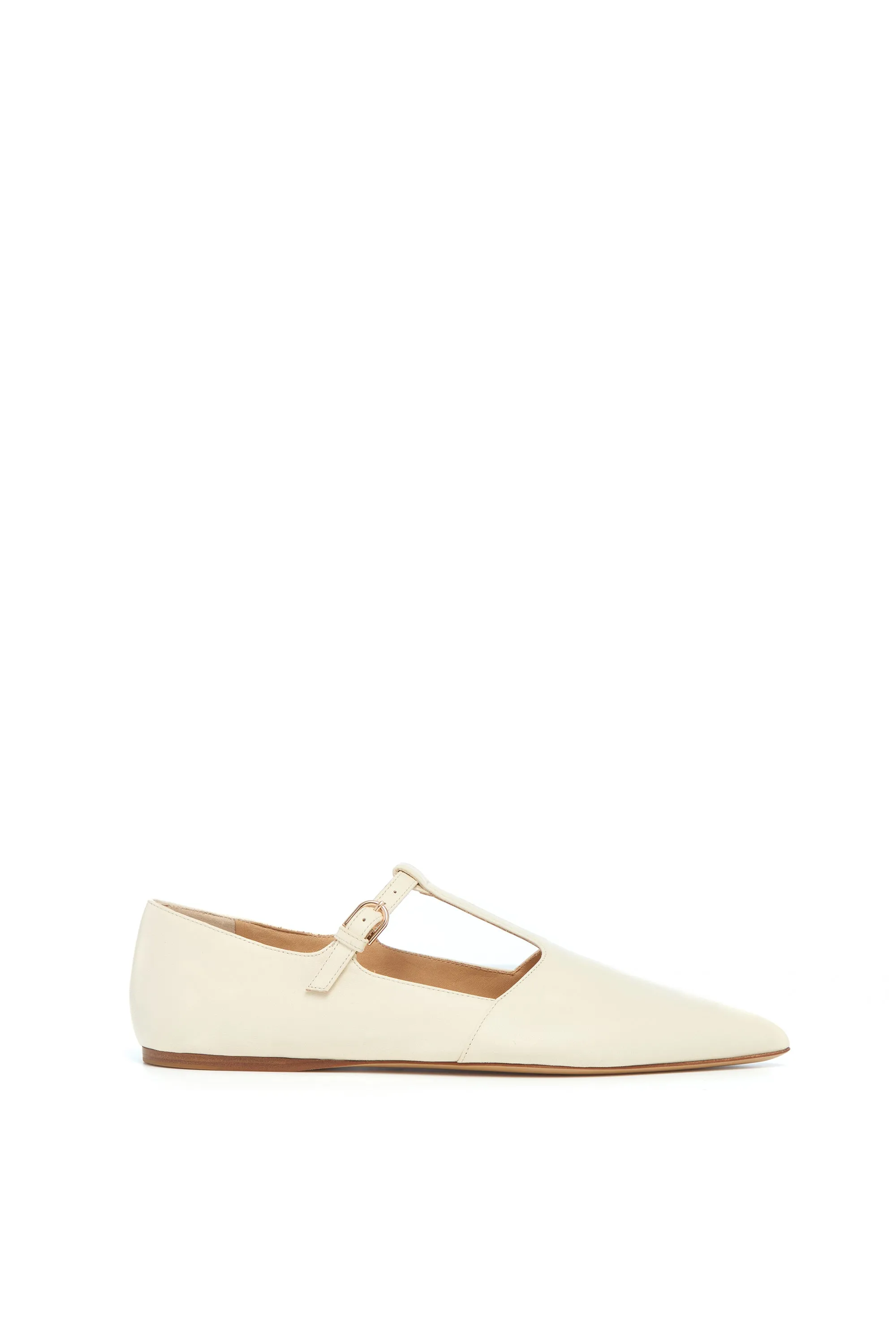 Lola Ballerina Flat Shoe in Cream Nappa Leather sold by Gabriela Hearst