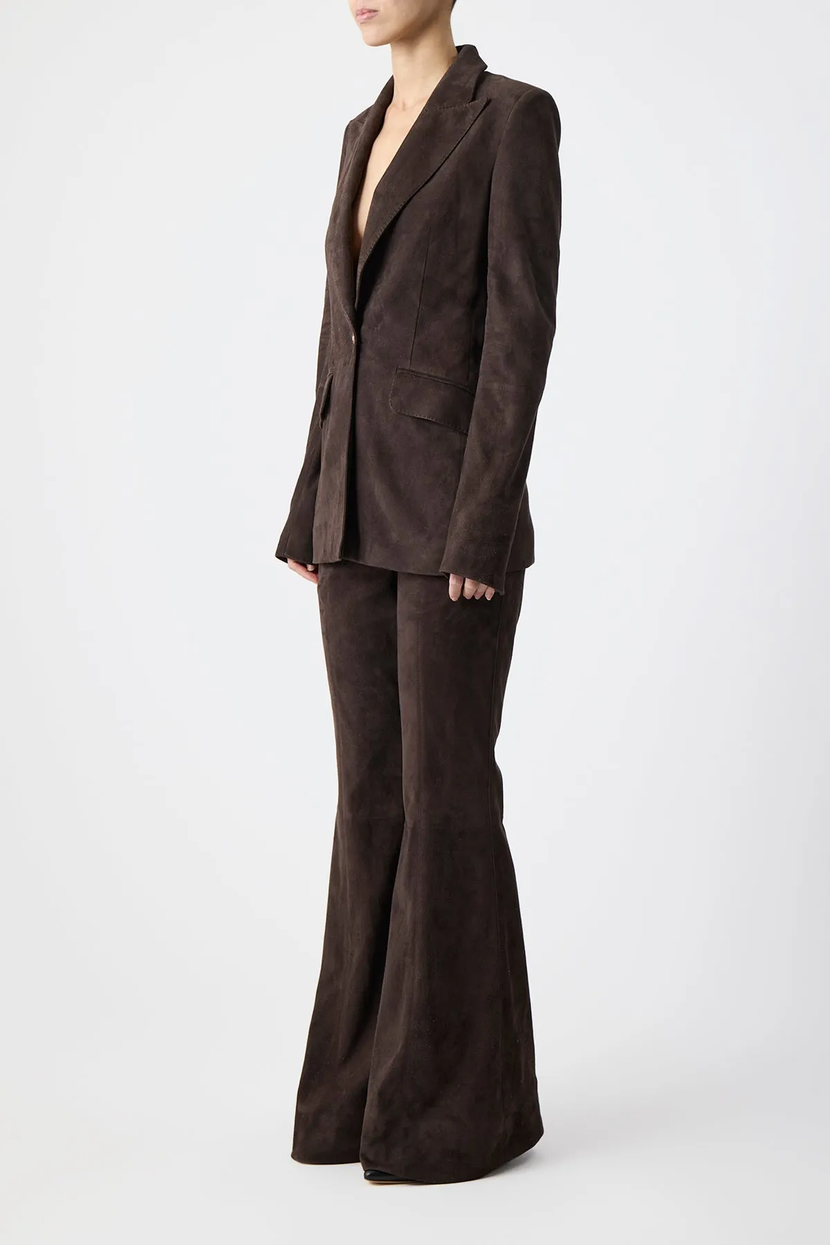 Leiva Blazer in Dark Chocolate Suede sold by Gabriela Hearst product image thumbnail 3