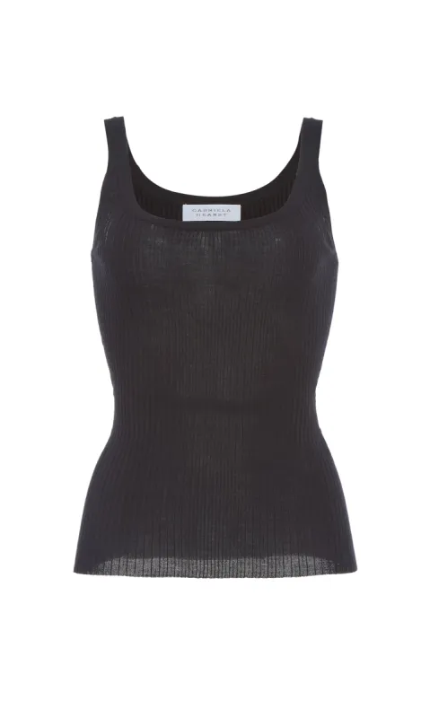 Alicia Knit Tank Top in Black Merino Wool sold by Gabriela Hearst