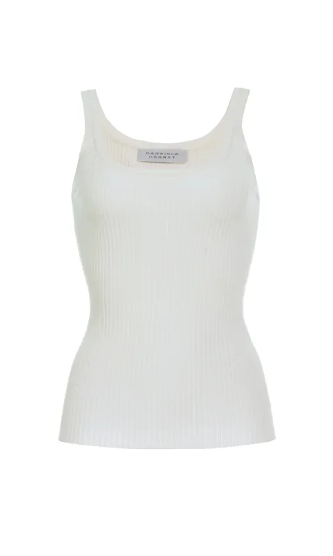 Alicia Knit Tank Top in Ivory Merino Wool sold by Gabriela Hearst