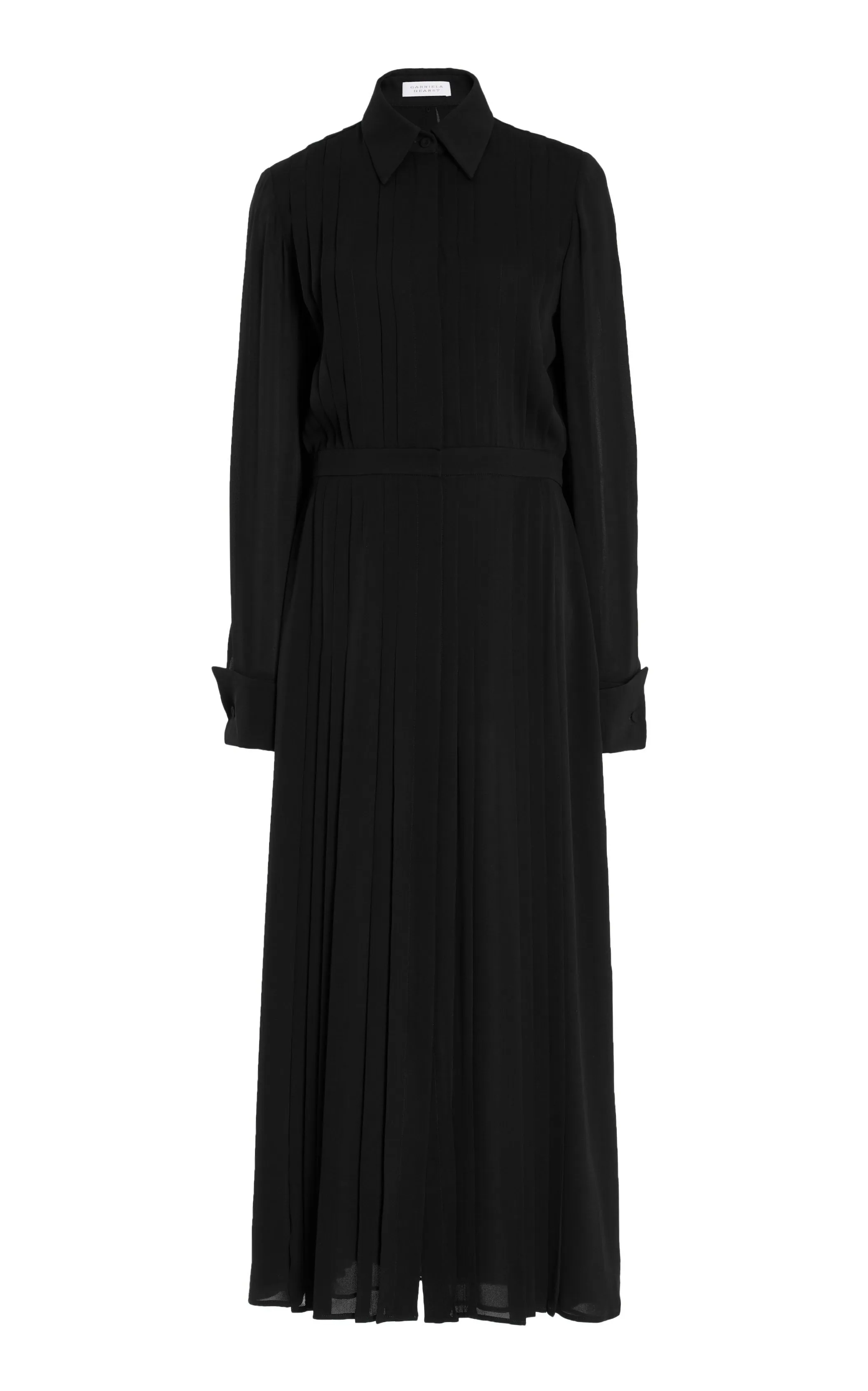 Delphine Maxi Shirtdress in Black Silk Georgette Twill sold by Gabriela Hearst