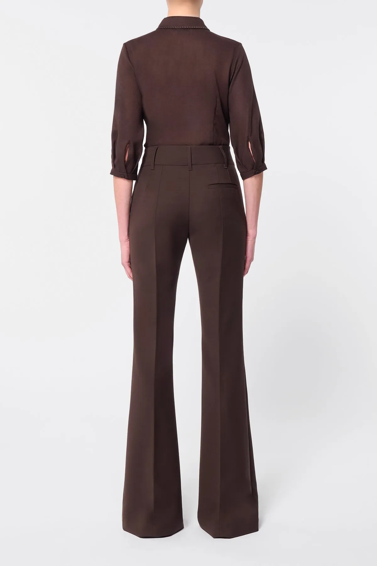 Rhein Flare Pant in Chocolate Sportswear Wool sold by Gabriela Hearst product image thumbnail 4