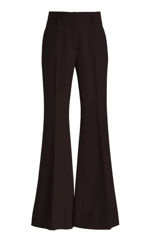Rhein Flare Pant in Chocolate Sportswear Wool sold by Gabriela Hearst