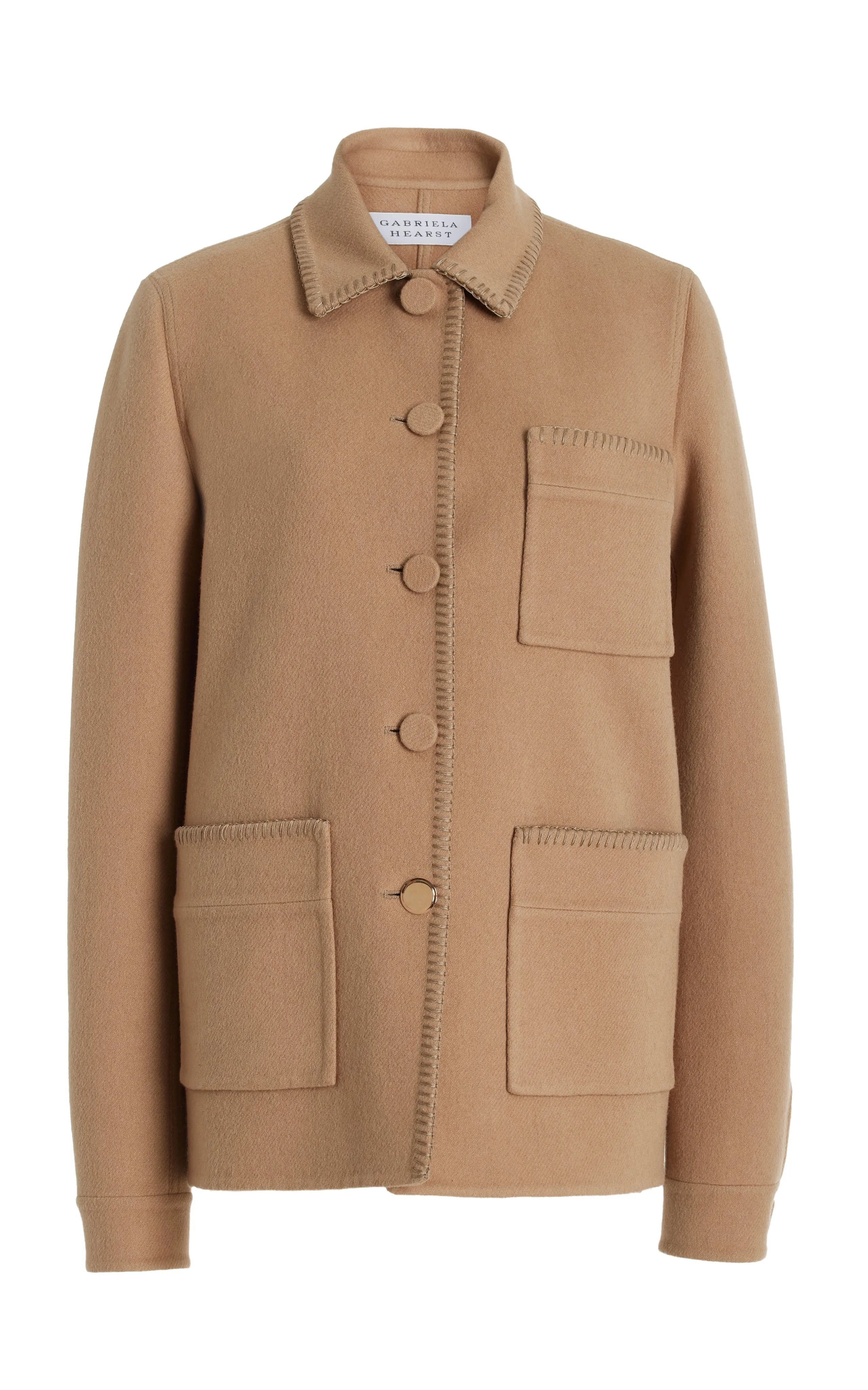 Ulu Chore Jacket in Camel Double-Face Recycled Cashmere sold by Gabriela Hearst