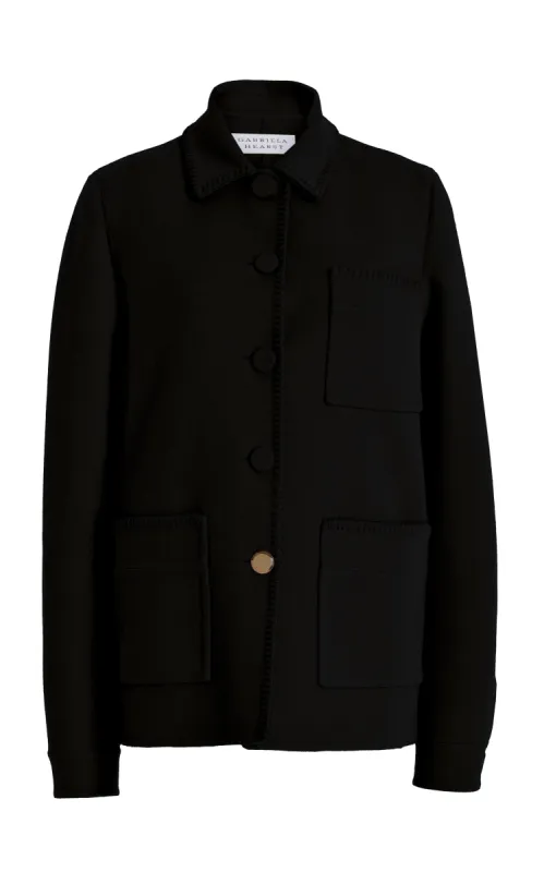 Ulu Chore Jacket in Black Double-face Recycled Cashmere sold by Gabriela Hearst