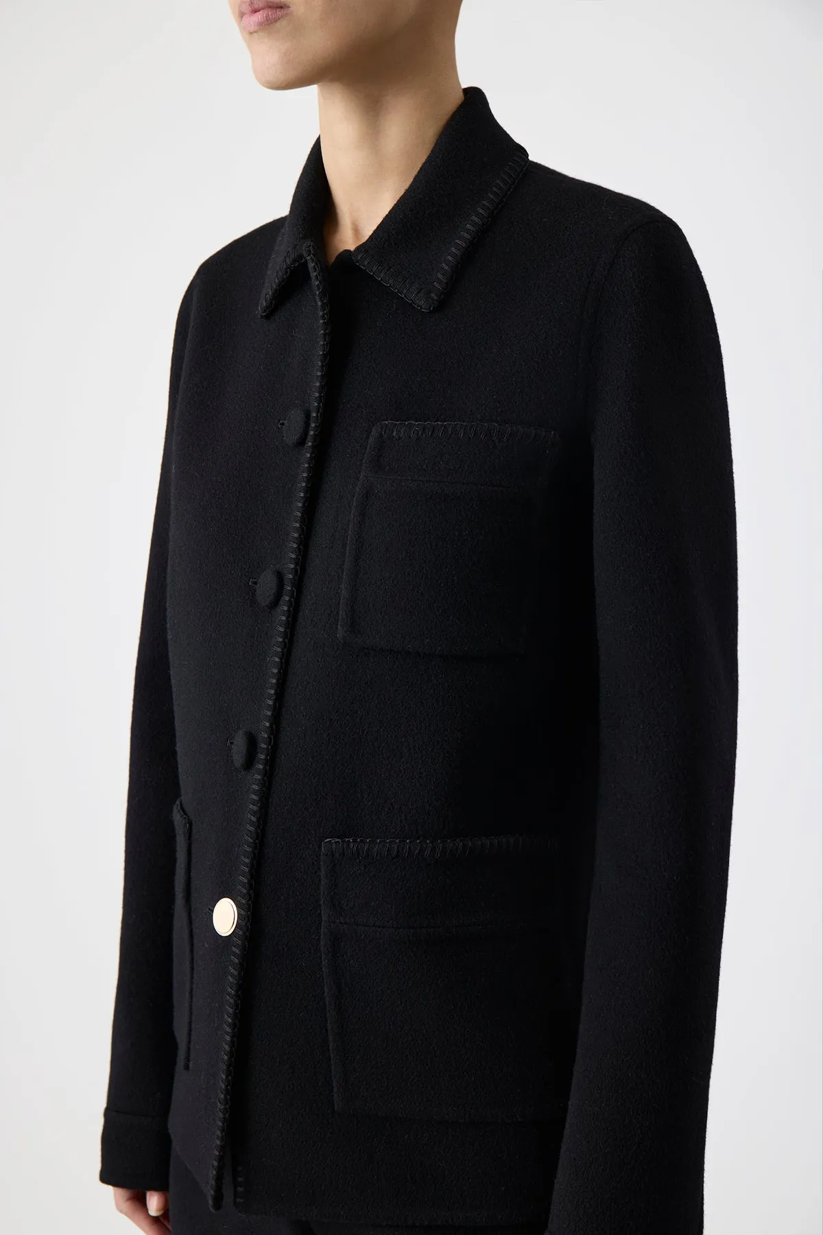 Ulu Chore Jacket in Black Double-face Recycled Cashmere sold by Gabriela Hearst product image thumbnail 5