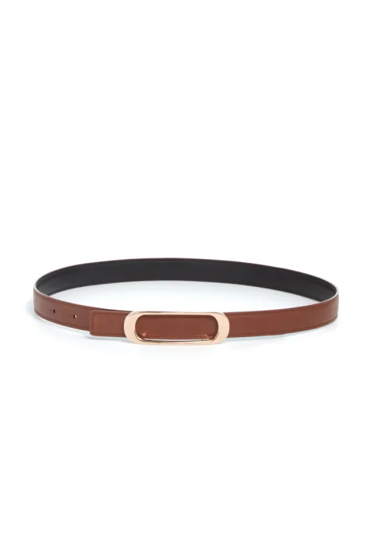 Small Timon Reversible Belt in Cognac & Black Leather sold by Gabriela Hearst