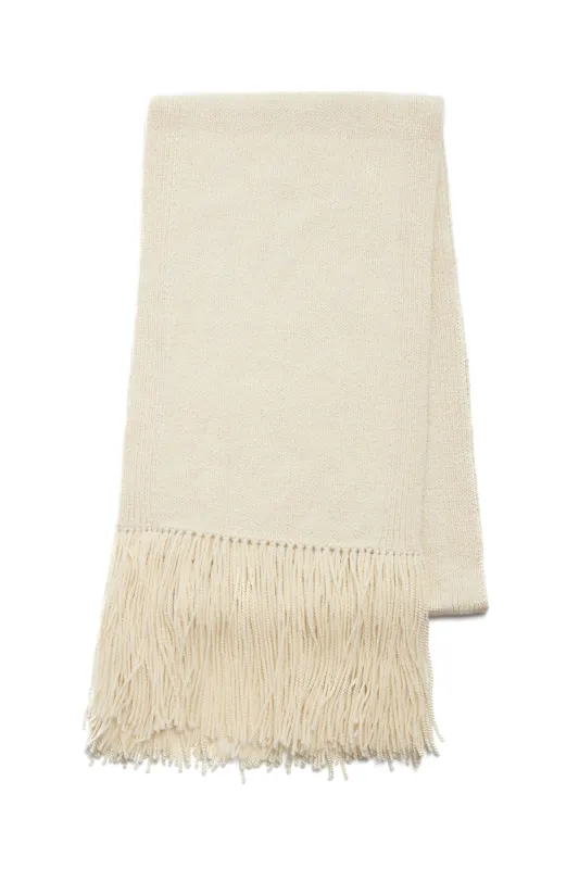 Staffordshire Knit Fringe Scarf in Ivory Cashmere made by Gabriela Hearst