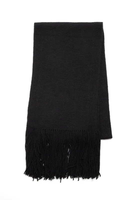 Staffordshire Knit Fringe Scarf in Black Cashmere made by Gabriela Hearst