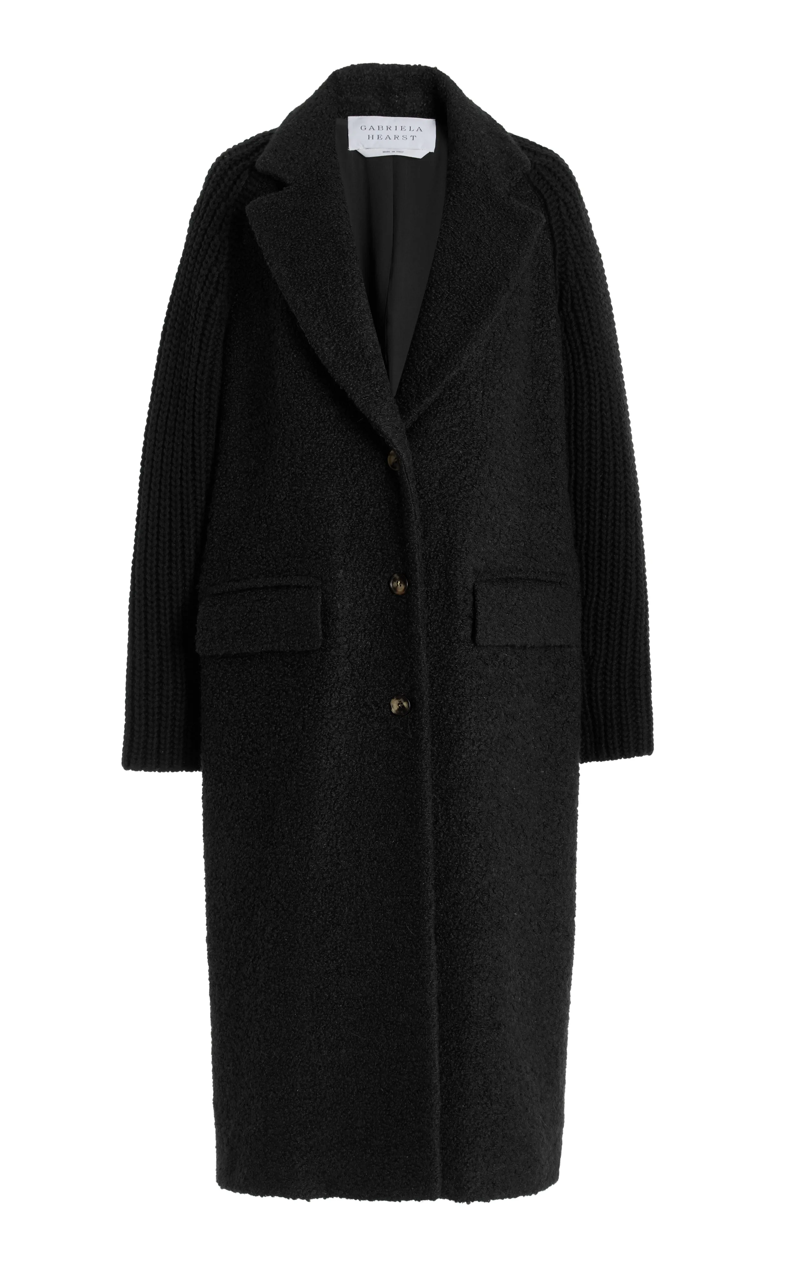 Charles Coat in Black Recycled Cashmere Boucle sold by Gabriela Hearst