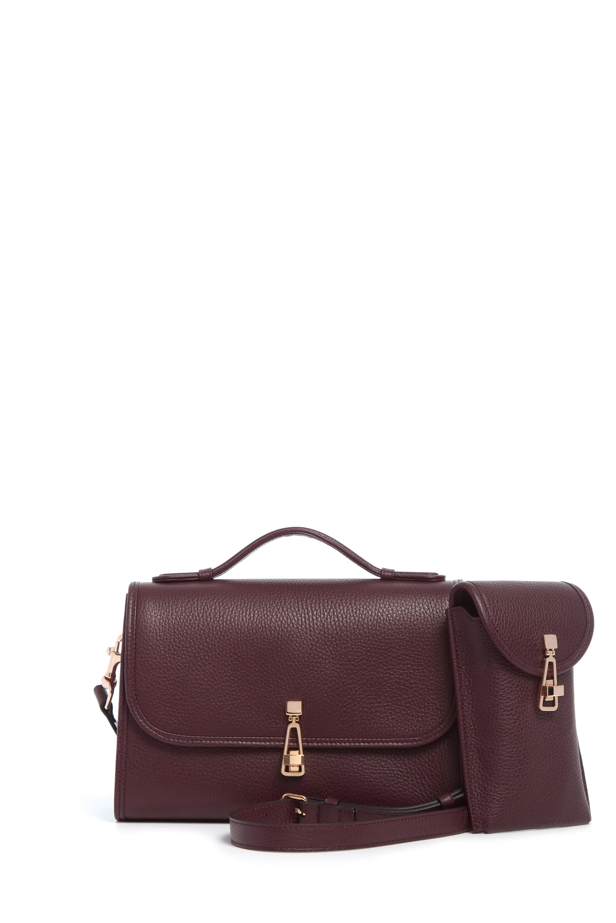 Medium Leonora Flap Bag in Bordeaux Textured Leather sold by Gabriela Hearst