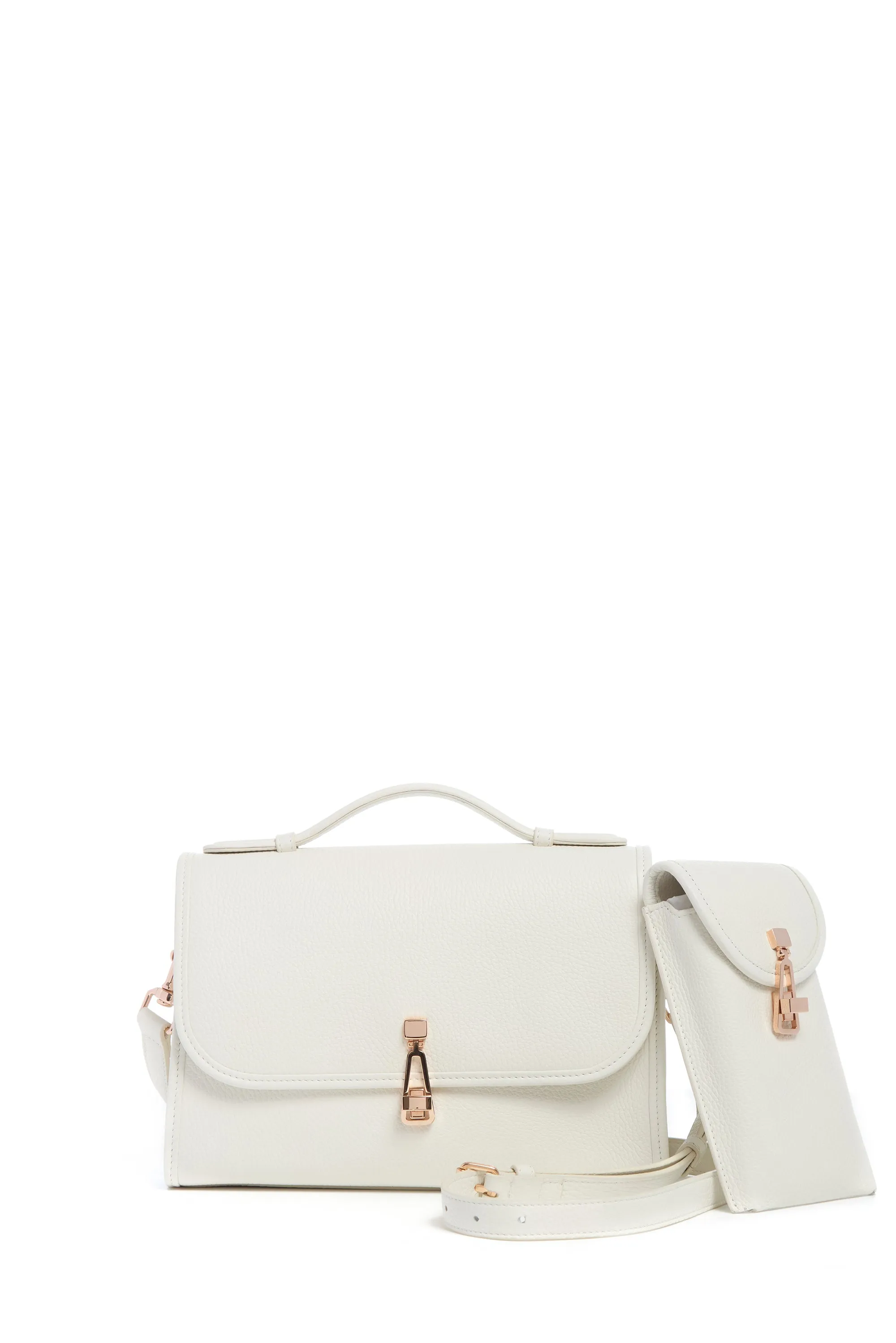 Medium Leonora Flap Bag in Ivory Textured Leather sold by Gabriela Hearst