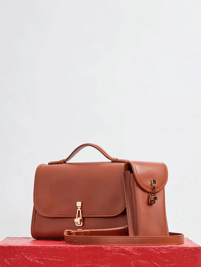 Medium Leonora Flap Bag in Cognac Leather sold by Gabriela Hearst product image thumbnail 5
