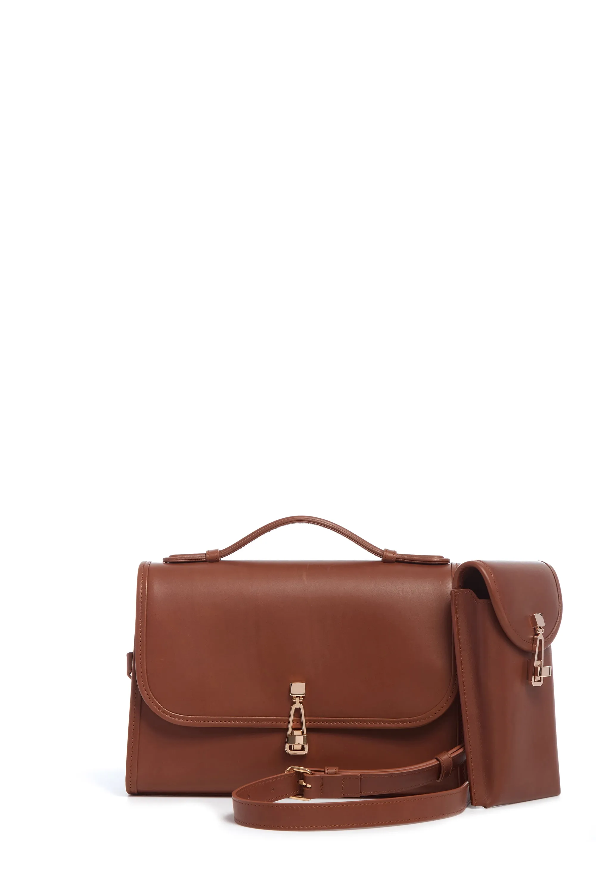 Medium Leonora Flap Bag in Cognac Leather sold by Gabriela Hearst