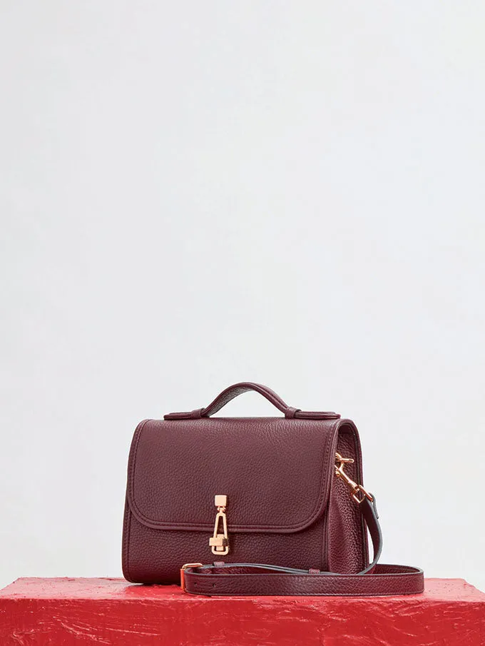Small Leonora Flap Bag in Bordeaux Textured Leather sold by Gabriela Hearst product image thumbnail 4