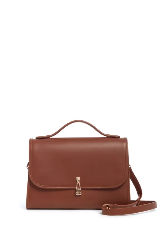 Large Leonora Flap Bag in Cognac Leather sold by Gabriela Hearst