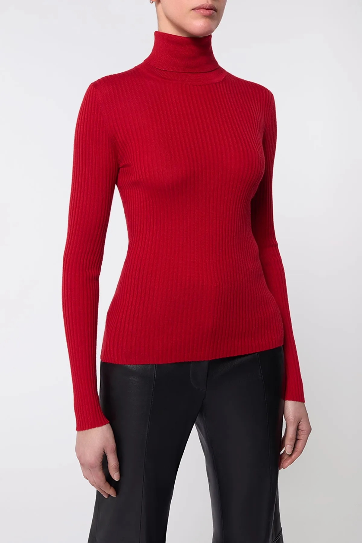 Peppe Knit Turtleneck in Scarlet Red Cashmere Silk sold by Gabriela Hearst product image thumbnail 5