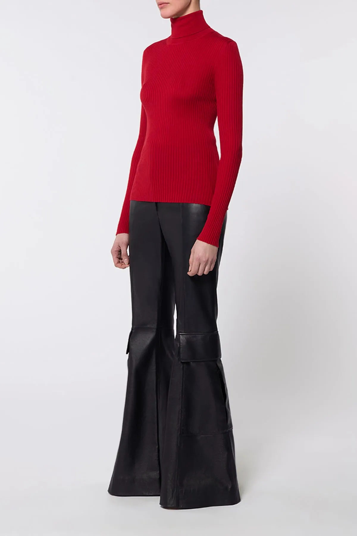 Peppe Knit Turtleneck in Scarlet Red Cashmere Silk sold by Gabriela Hearst product image thumbnail 3