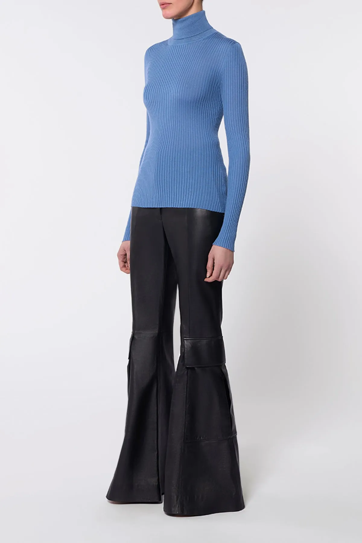 Peppe Knit Turtleneck in Light Blue Denim Cashmere Silk sold by Gabriela Hearst product image thumbnail 4