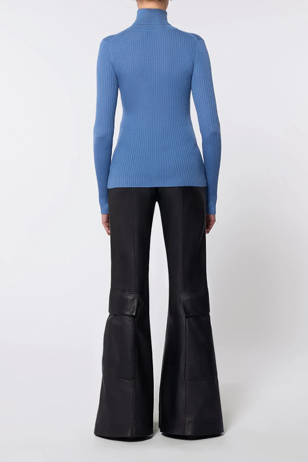 Peppe Knit Turtleneck in Light Blue Denim Cashmere Silk sold by Gabriela Hearst product image thumbnail 3
