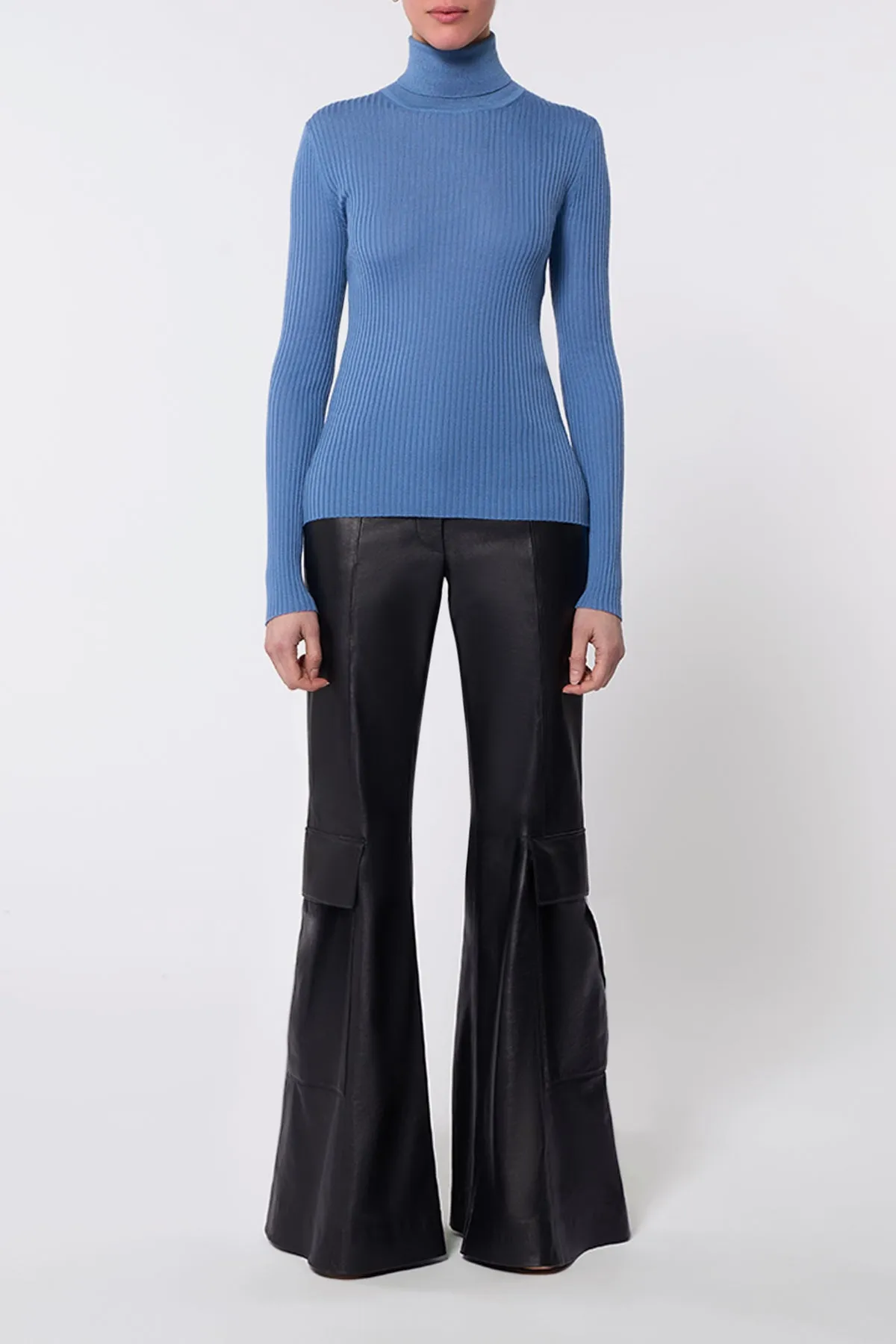 Peppe Knit Turtleneck in Light Blue Denim Cashmere Silk sold by Gabriela Hearst product image thumbnail 2