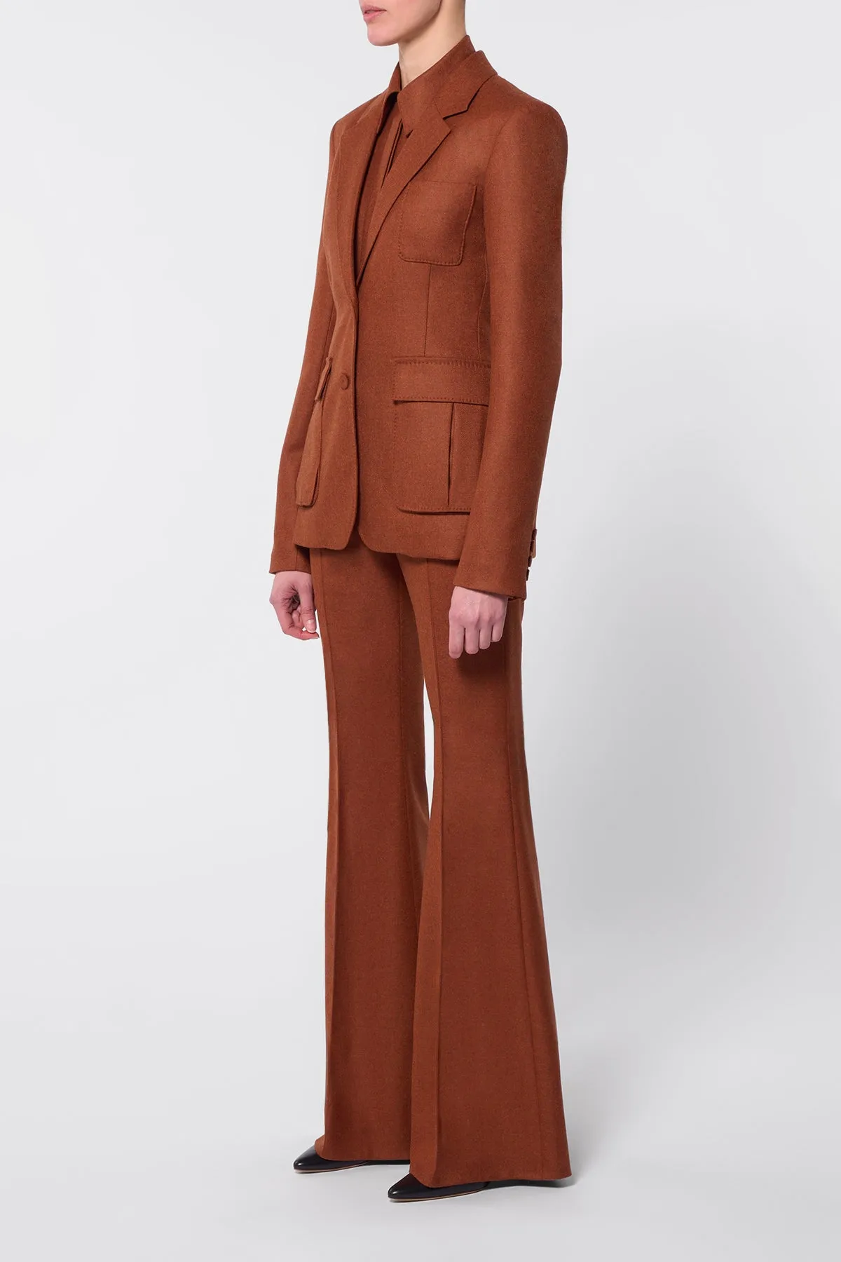 Rhein Pant in Rust Melange Virgin Wool Cashmere Flannel sold by Gabriela Hearst product image thumbnail 3