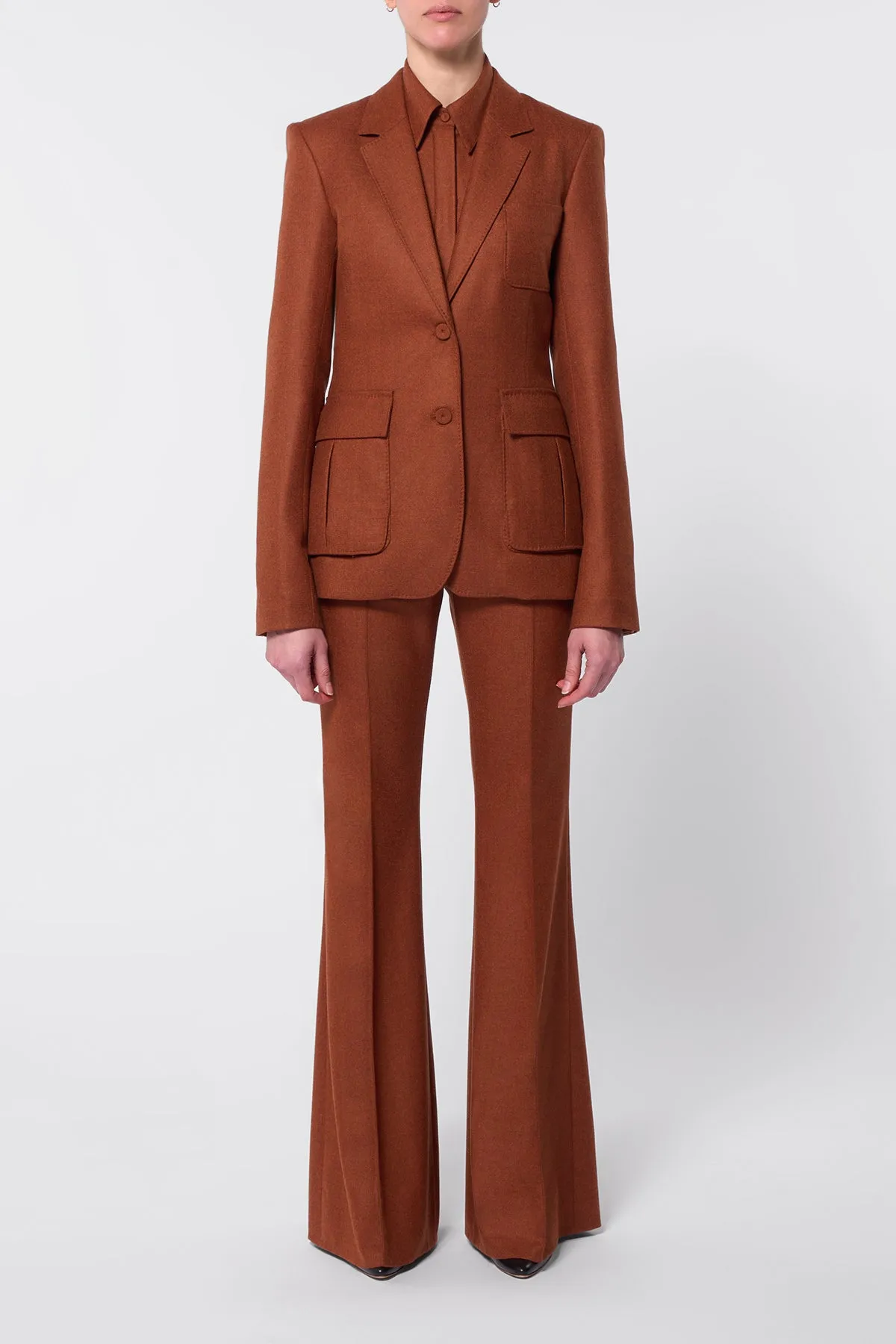 Rhein Pant in Rust Melange Virgin Wool Cashmere Flannel sold by Gabriela Hearst product image thumbnail 2