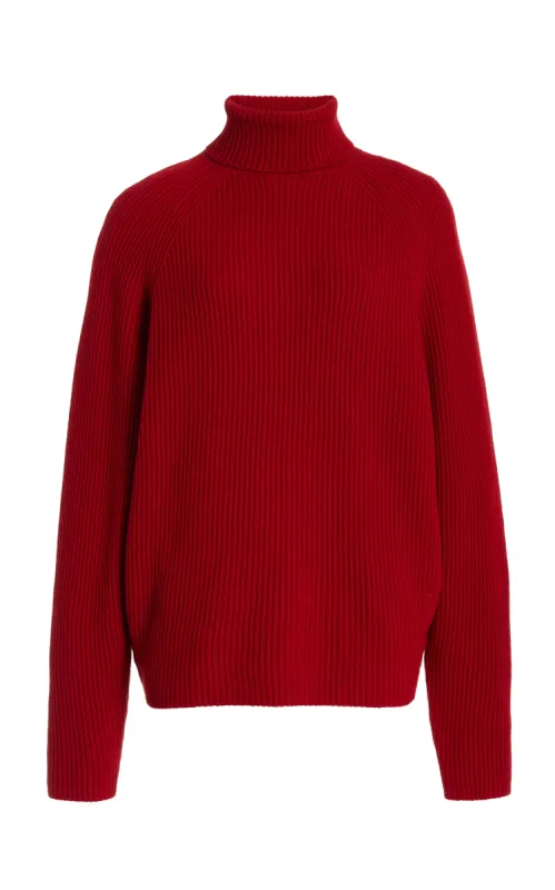 Wigman Knit Turtleneck Sweater in Scarlet Red Cashmere sold by Gabriela Hearst