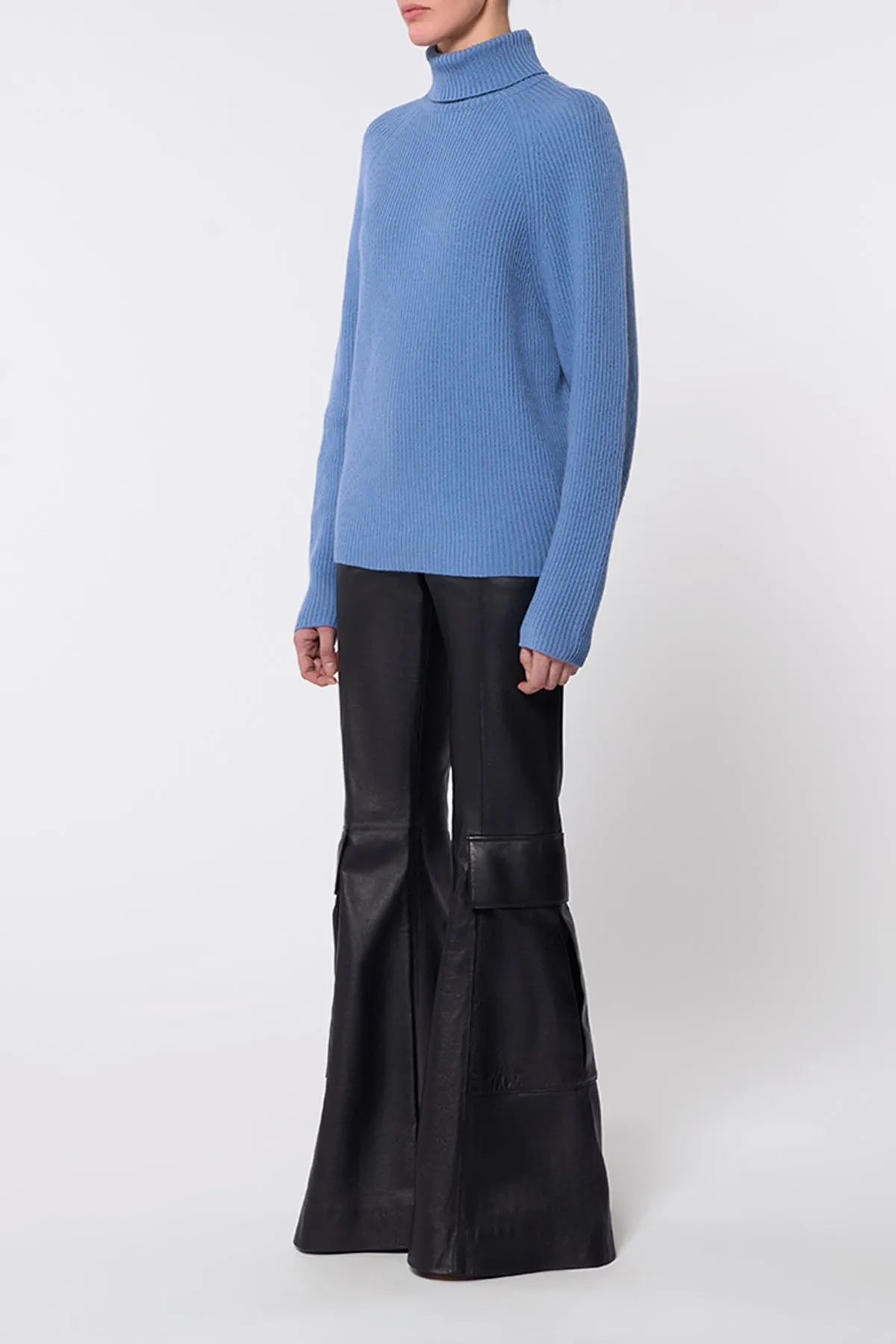 Wigman Knit Turtleneck Sweater in Light Blue Denim Cashmere sold by Gabriela Hearst product image thumbnail 3