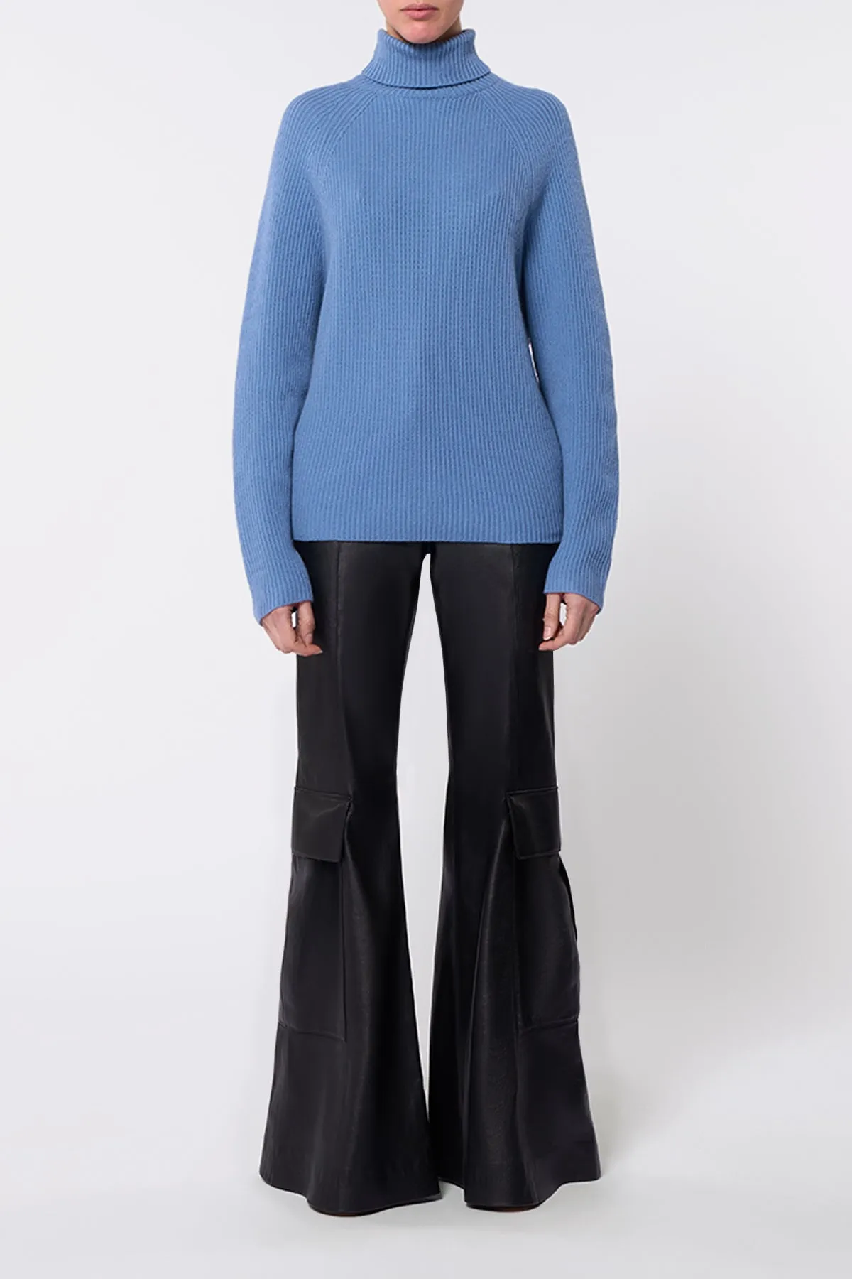 Wigman Knit Turtleneck Sweater in Light Blue Denim Cashmere sold by Gabriela Hearst product image thumbnail 2