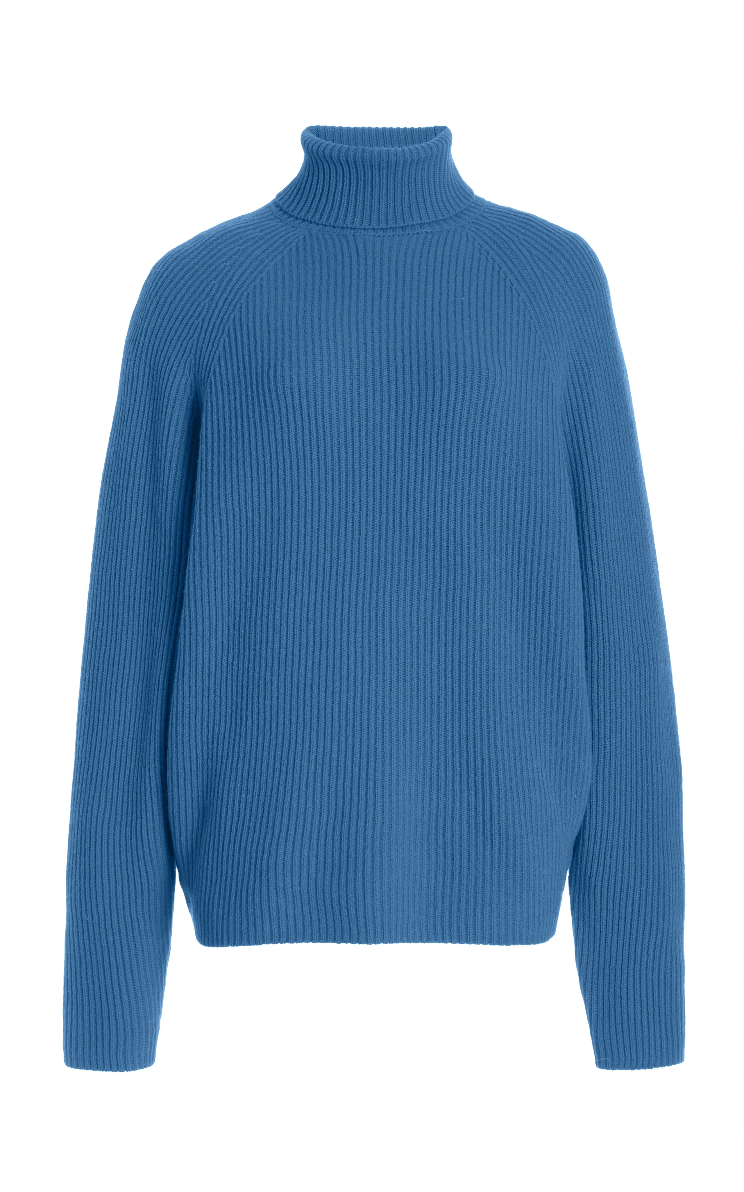 Wigman Knit Turtleneck Sweater in Light Blue Denim Cashmere sold by Gabriela Hearst