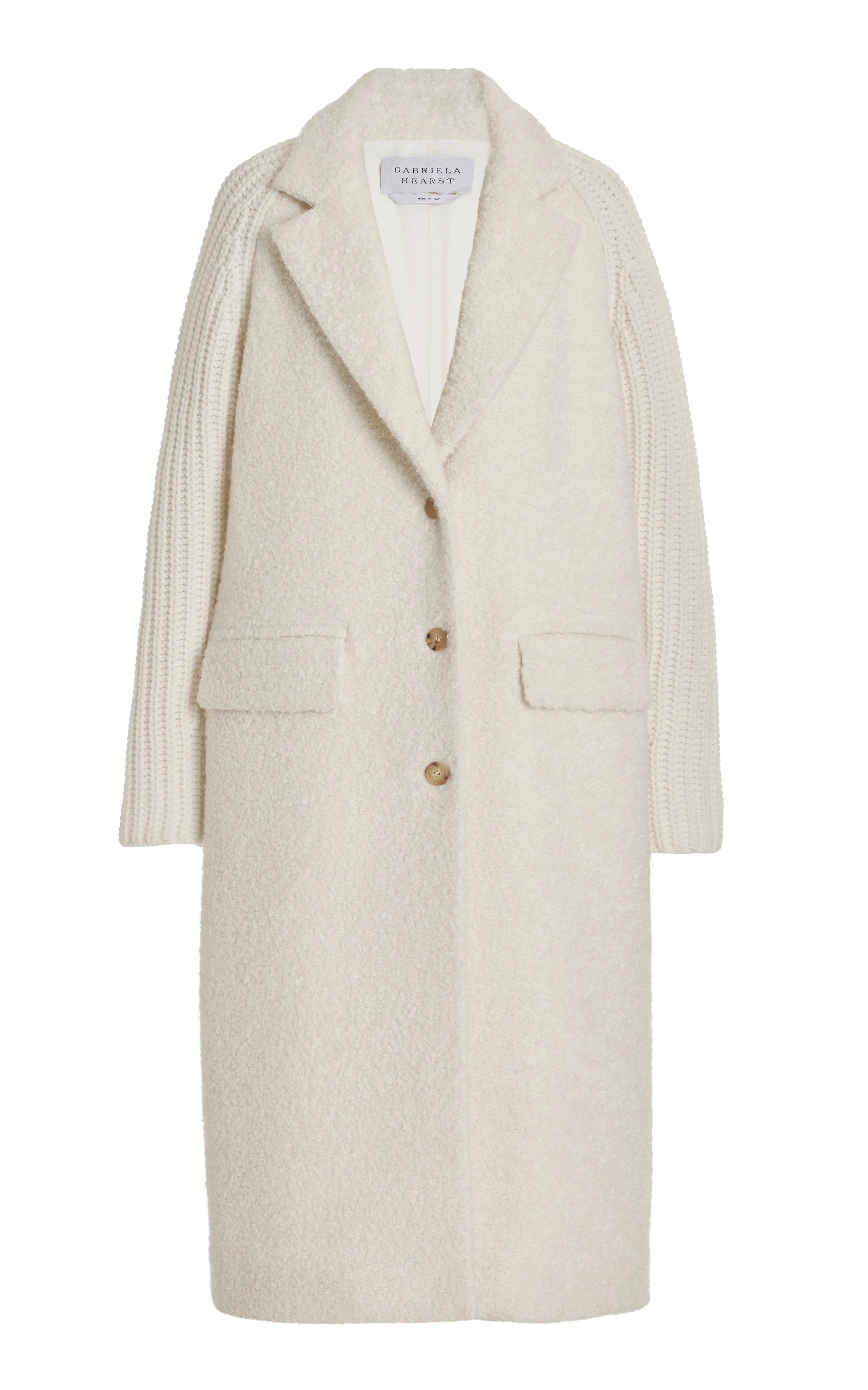 Charles Coat in Ivory Recycled Cashmere Boucle sold by Gabriela Hearst