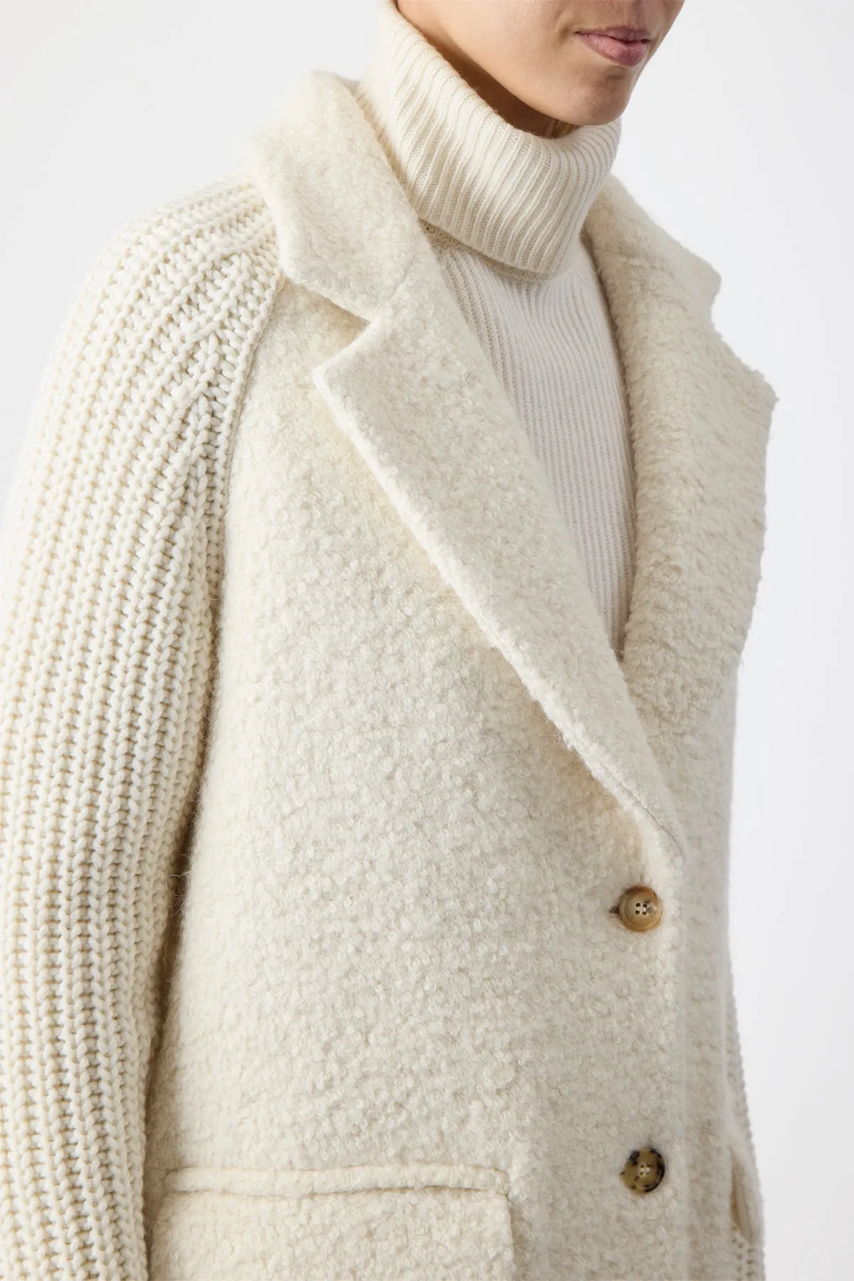Charles Coat in Ivory Recycled Cashmere Boucle sold by Gabriela Hearst product image thumbnail 5